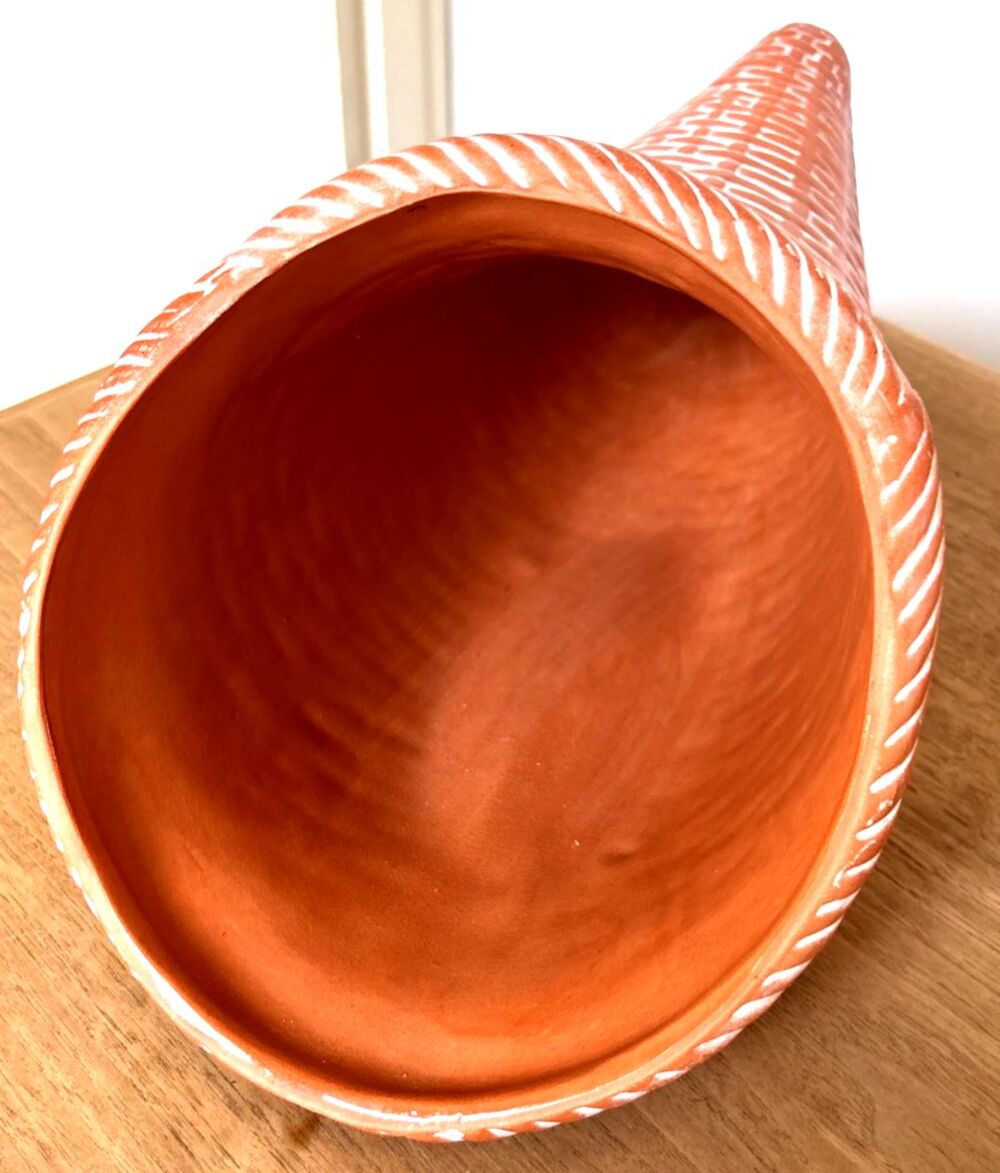 Cornucopia Horn Of Plenty Planter Centerpiece Terra Cotta  Thanksgiving